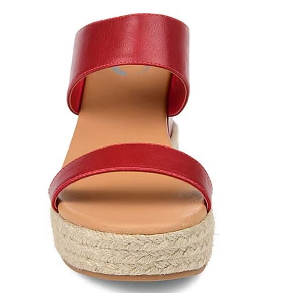 NEW Journee Collection Alissa Double Strap Comfort Wedge Espadrille Sandals RED - Picture 8 of 9